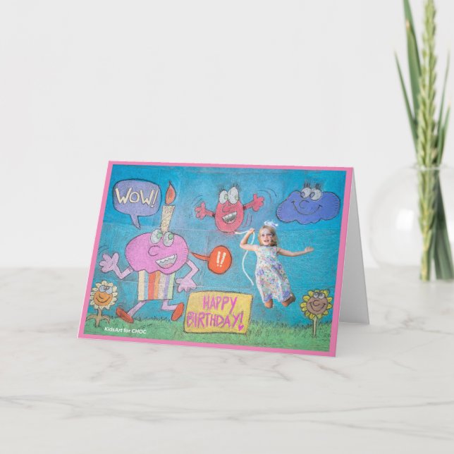 Tarjeta De Agradecimiento KidsArt para CHOC - Celebración del cumpleaños (Anverso)