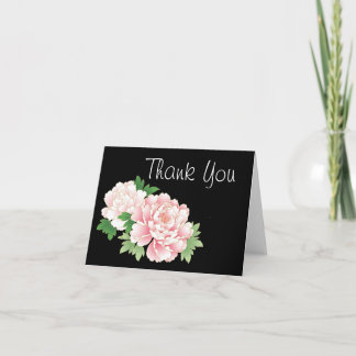 Tarjeta De Agradecimiento Kimono floral japonés con peonés rosado