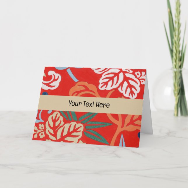 Tarjeta De Agradecimiento Kimono japonés rojo hawaiano: Floral vintage (Anverso)