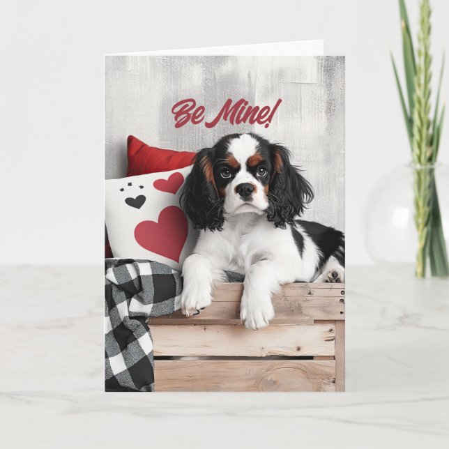 Tarjeta De Agradecimiento King Charles Spaniel Puppy Valentcard Card (Anverso)