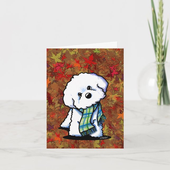 Tarjeta De Agradecimiento KiniArt Autumn Bichon Frise (Anverso)