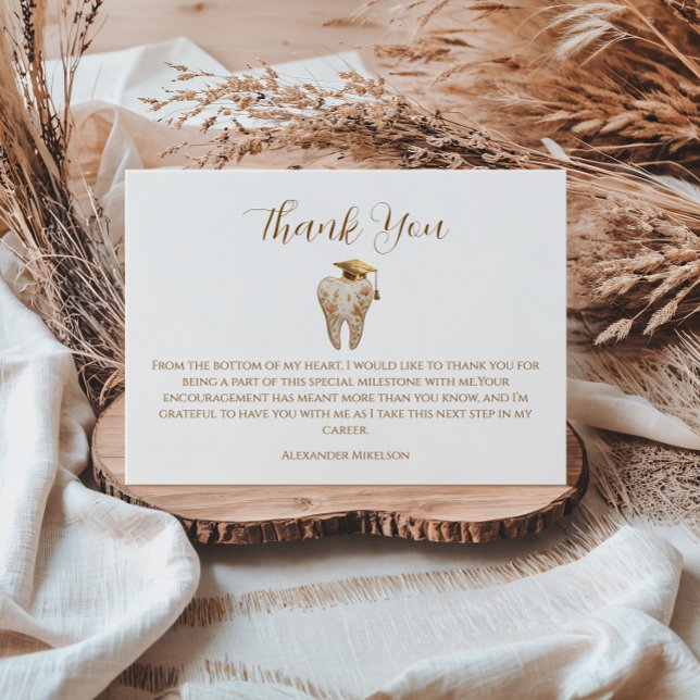 Tarjeta De Agradecimiento Kintsugi Floral Tooth Graduation Party (Subido por el creador)