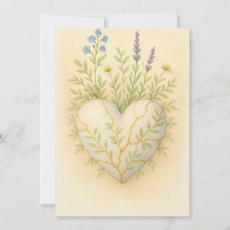 Tarjeta De Agradecimiento Kintsugi Wildflower Heart Watercolor