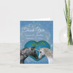 Tarjeta De Agradecimiento Kissing Unicorns Heart Boda