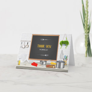 Tarjeta De Agradecimiento Kitchen Chef Cocinando Fiesta de Cumpleaños