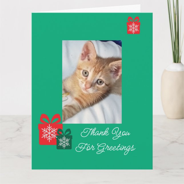 Tarjeta De Agradecimiento Kitten Orange Photo Text Customize (Anverso)