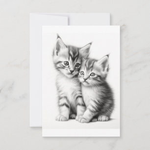 Tarjeta De Agradecimiento Kitten Sketch