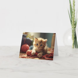 Tarjeta De Agradecimiento Kitten y Yarn