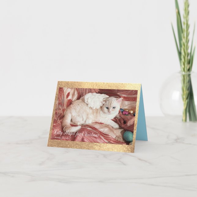 Tarjeta De Agradecimiento Kitty Angel para Navidad (Anverso)