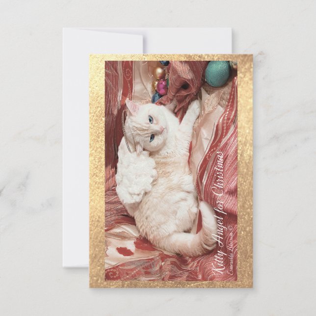 Tarjeta De Agradecimiento Kitty Angel para Navidad (Anverso)