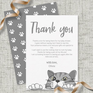 Tarjeta De Agradecimiento Kitty Cat Baby Shower Gender Neutral gracias