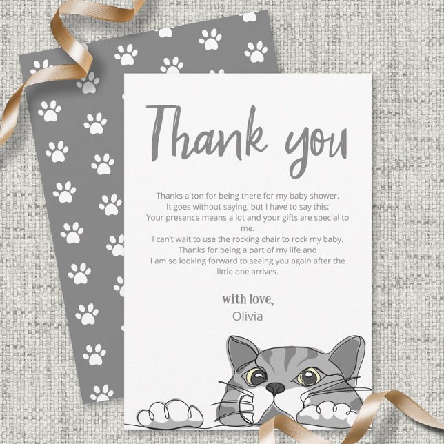 Tarjeta De Agradecimiento Kitty Cat Baby Shower Gender Neutral gracias (Subido por el creador)