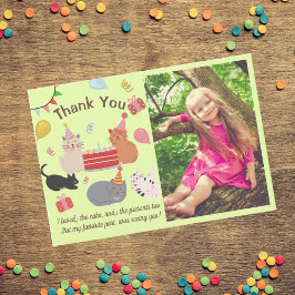 Tarjeta De Agradecimiento Kitty Cats Birthday Party Photo Thank You Card