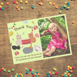 Tarjeta De Agradecimiento Kitty Cats Birthday Party Photo Thank You Card