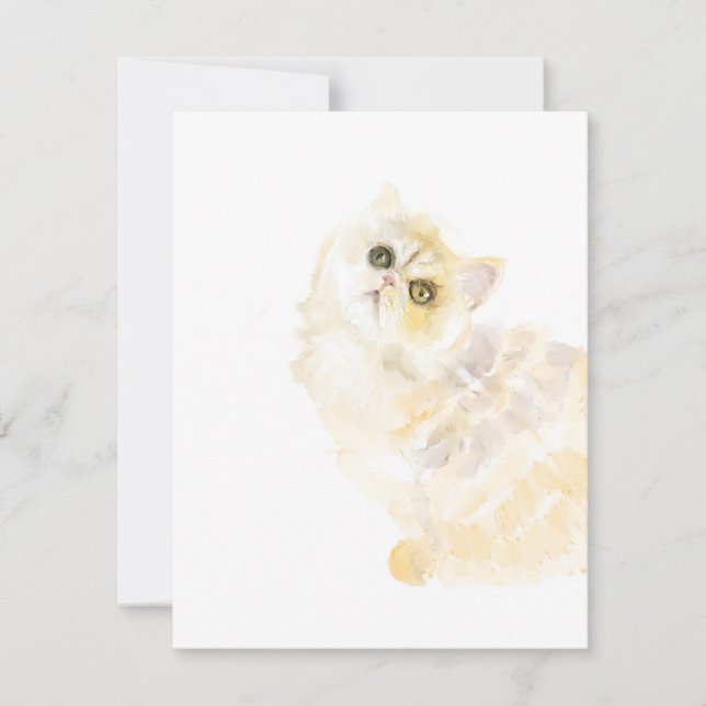 Tarjeta De Agradecimiento Kitty Watercolor Art por Shelley (Anverso)