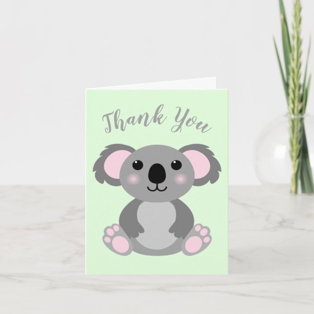 Tarjeta De Agradecimiento Koala Bear Baby Shower (Anverso)