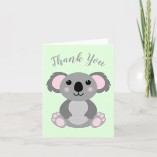 Tarjeta De Agradecimiento Koala Bear Baby Shower Green Gender Neutral