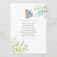 Koala Bear Hojas de Eucalipto Baby Shower Agradeci