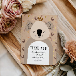Tarjeta De Agradecimiento Koala Crown Boho Neutral Thank You Baby Shower