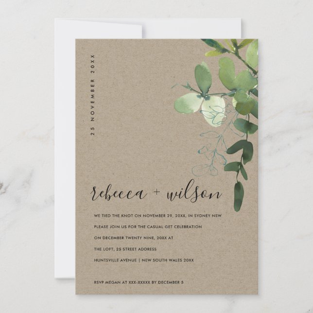 TARJETA DE AGRADECIMIENTO KRAFT EUCALYPTUS FOLIAGE NOSOTROS LLEVAMOS LA INVI (Anverso)