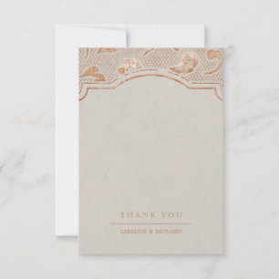 Tarjeta De Agradecimiento Kraft gold Lace boda rústica de campo gracias