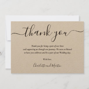 Tarjeta De Agradecimiento Kraft Paper Elegant Modern Script