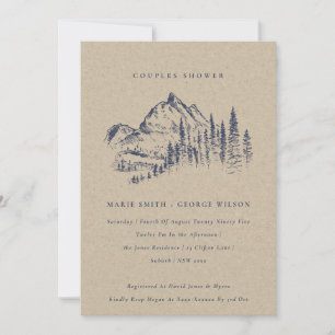 Tarjeta De Agradecimiento Kraft Pine Mountain Sketch Couples Shower Invite