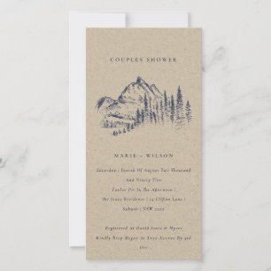 Tarjeta De Agradecimiento Kraft Pine Mountain Sketch Couples Shower Invite