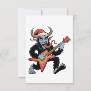 Tarjeta De Agradecimiento Krampus Guitarra Eléctrica Rock Navidad Espeluznan