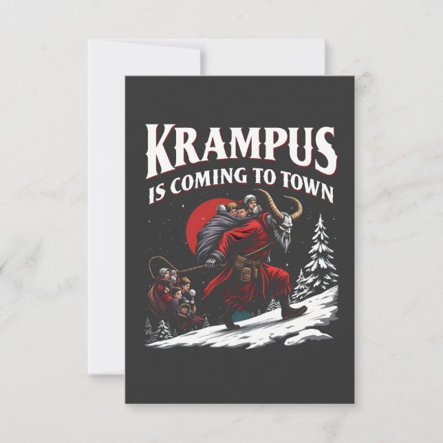 Tarjeta De Agradecimiento Krampus llega a la ciudad de los Navidades Krampus (Anverso)