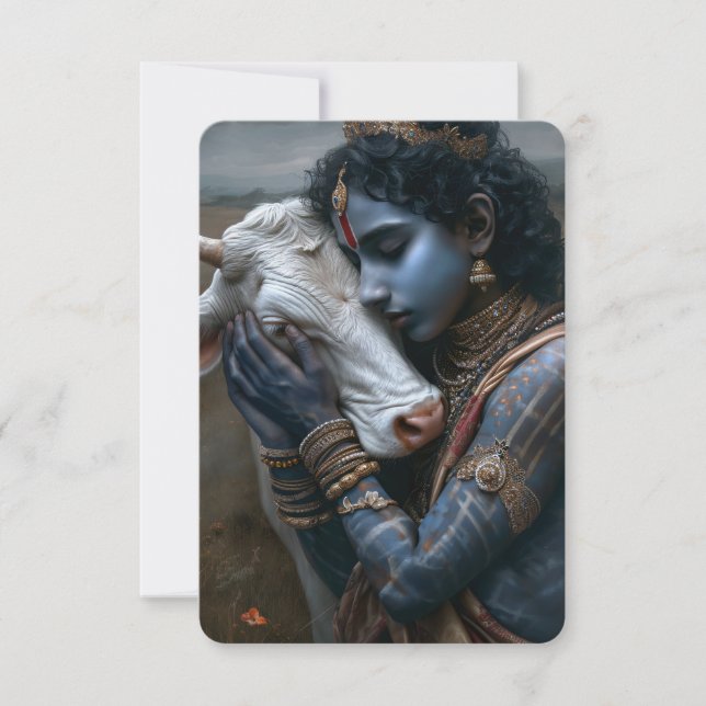 TARJETA DE AGRADECIMIENTO KRISHNA Y VACA (Anverso)