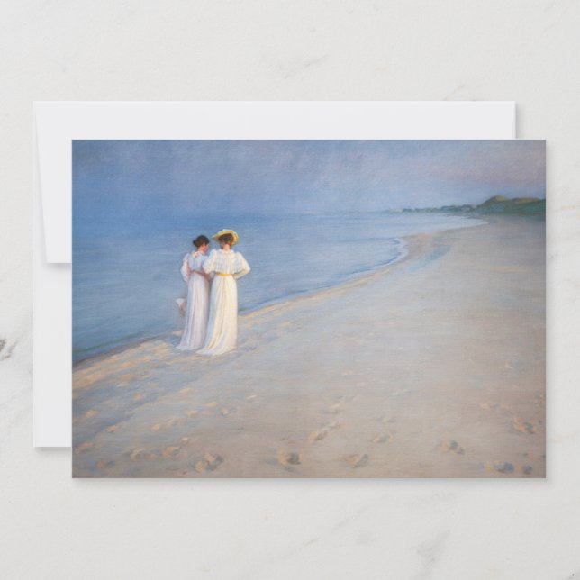 Tarjeta De Agradecimiento Kroyer - Noche de verano en la playa de Skagen (Anverso)