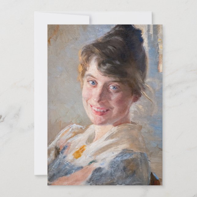 Tarjeta De Agradecimiento Kroyer - Retrato de la esposa de la artista Marie (Anverso)