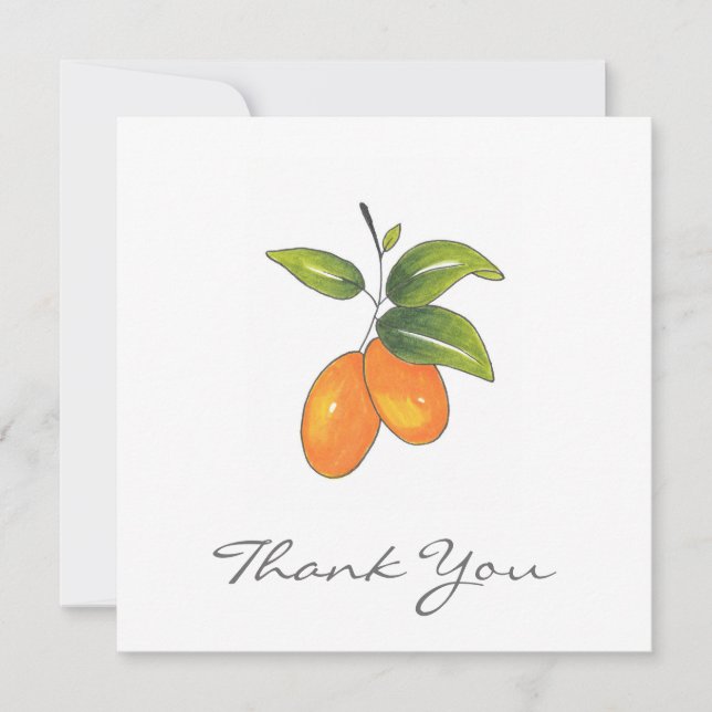 Tarjeta De Agradecimiento Kumquats de mano dibujada (Anverso)