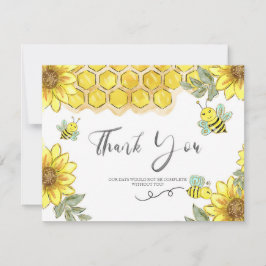 Tarjeta De Agradecimiento La abeja amarilla del girasol le agradece cardar