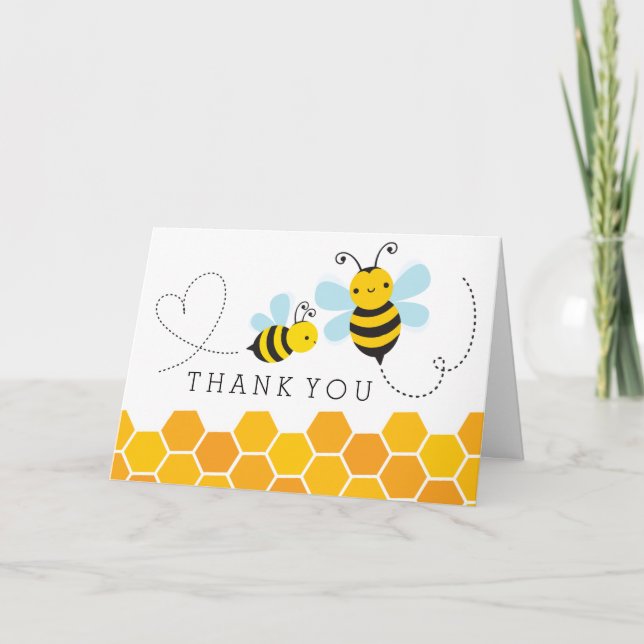 Tarjeta De Agradecimiento La abeja de la miel le agradece cardar (Anverso)