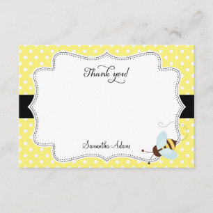Tarjeta De Agradecimiento La abeja de la miel le agradece cardar Polkadot
