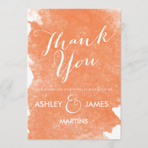 TARJETA DE AGRADECIMIENTO LA ACUARELA ANARANJADA ELEGANTE LE AGRADECE LAS