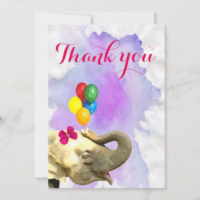 Tarjeta De Agradecimiento La acuarela animal de la selva linda del elefante (Anverso)