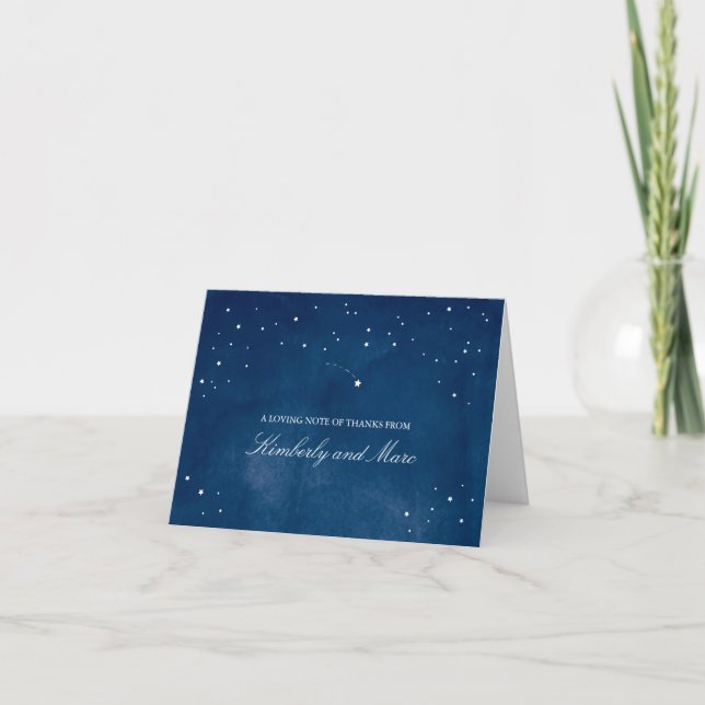 Tarjeta De Agradecimiento La acuarela azul de Star | Boda Gracias (Anverso)