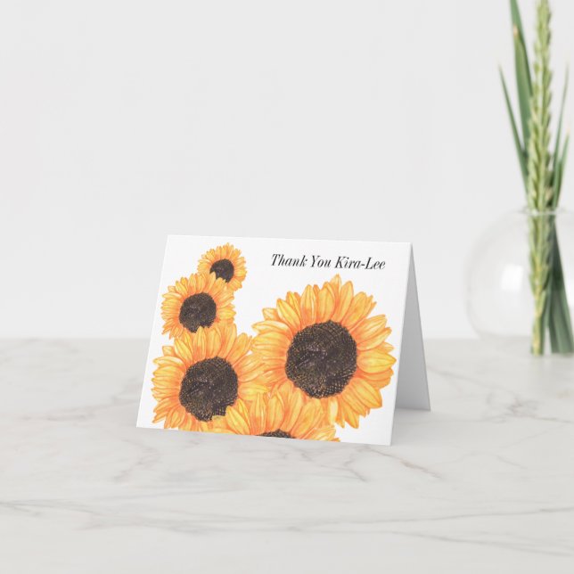 Tarjeta De Agradecimiento La acuarela de los girasoles (Anverso)