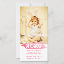 Tarjeta De Agradecimiento La acuarela de XOXO besa abrazos le agradece