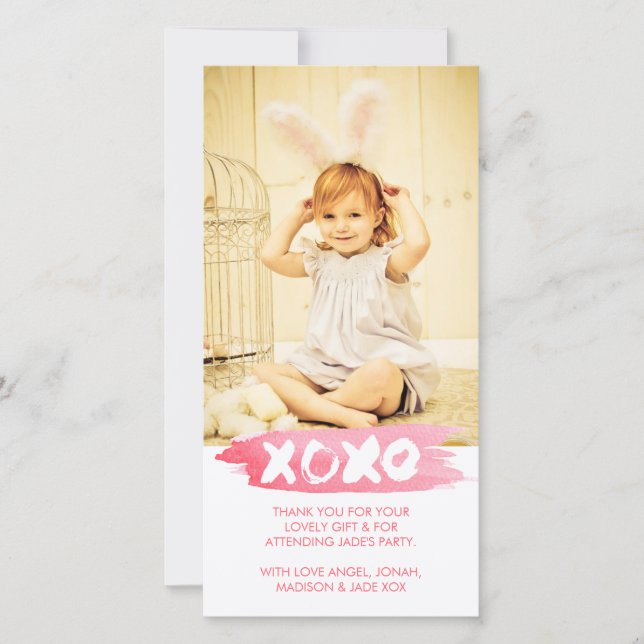 Tarjeta De Agradecimiento La acuarela de XOXO besa abrazos le agradece (Anverso)