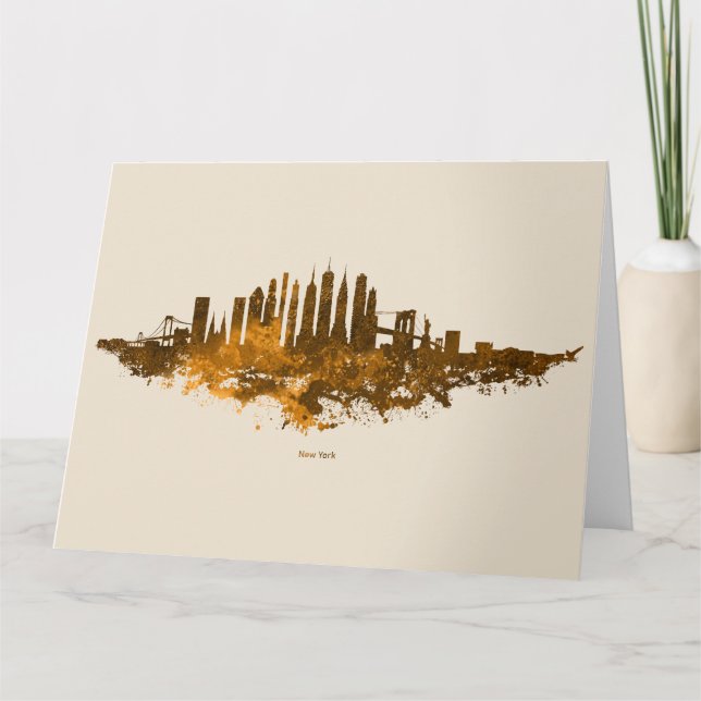 Tarjeta De Agradecimiento La acuarela del Skyline de la ciudad de Nueva York (Anverso)
