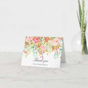 Tarjeta De Agradecimiento La acuarela rosada de los rosas le agradece