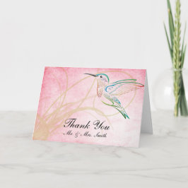 Tarjeta De Agradecimiento La acuarela rosada del colibrí le agradece cardar