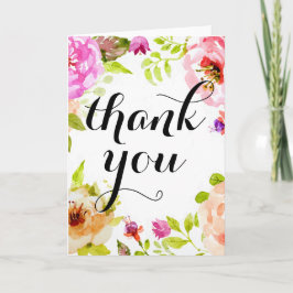 Tarjeta De Agradecimiento La acuarela rosada floral le agradece