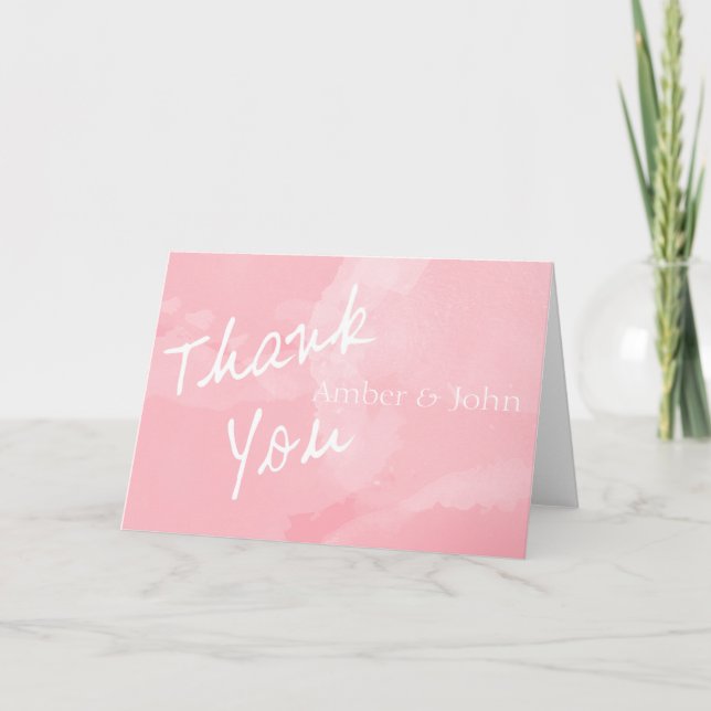 Tarjeta De Agradecimiento La acuarela rosada le agradece (Anverso)