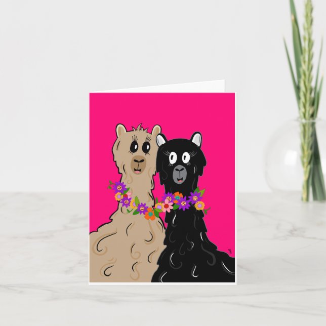 Tarjeta De Agradecimiento La alpaca con collar de flores (Anverso)