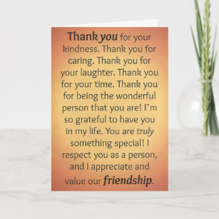 Tarjeta De Agradecimiento La amistad y le agradece los saludos